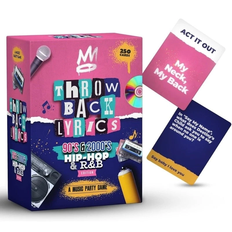 90s & 2000s Hip-Hop R&B Lyrics Game & Charades 250 Cards Music Party Game