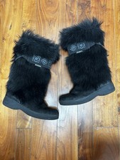 Vintage Tecnica Black Fur Apr s Ski Italian Winter Snow Boots 8