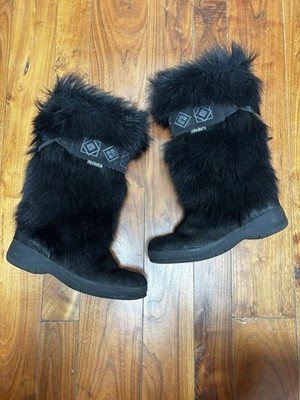 Vintage Tecnica Black Fur Après Ski Italian Winter Snow Boots 8