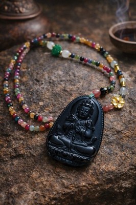 Schwarzer Obsidian Anhänger   Schutz & Energie   Spiritueller Schmuck Geschenk 