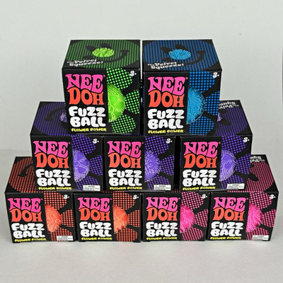 (LOT OF 9) Schylling NeeDoh Nee Doh Fuzz Ball Flower Power Squish Stress Balls