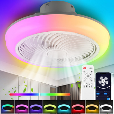 RGB LED Deckenventilator mit Beleuchtung Fernbedienung APP Bluetooth Wohnzimmer