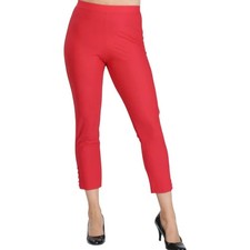 IC by Connie K Button Hem Slim Crop Pants Red Size Small