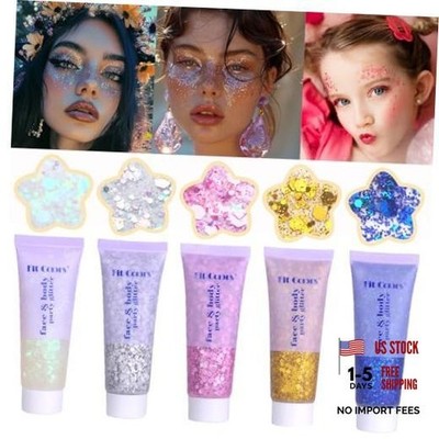 Face Body Glitter, Hair Glitter Sparkles Chunky White+Silver+Pink+Gold+Blue