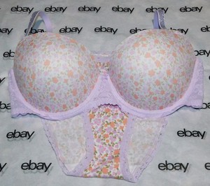 NEW Victoria's Secret Pink Wink Push-Up Balconette Bra 38D & Panty Set Large VS