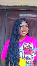 Women Long Black Braided Box Braid Wig Hairpiece Braid Attachment Type