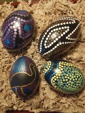 Australia Hand Painted 4 Emu Eggs