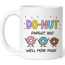 Funny Farewell Mug, Do-Nut Forget Us Coffee Cup, Goodbye Gifts For Coworkers,...