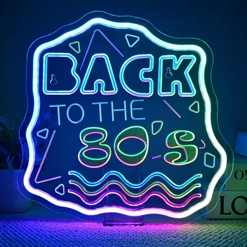 "Retro Neon Music Sign - 80s Wall Decor, Vintage LED Light for Party & Lounge"