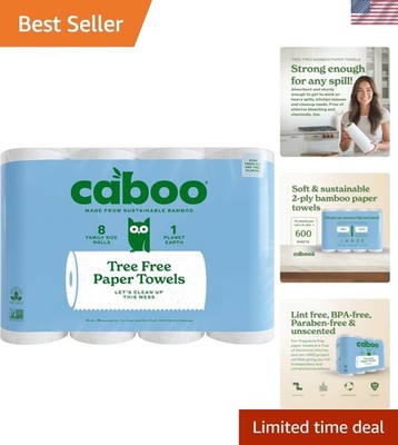 Tree Free Paper Towels, 8 Rolls, Earth Friendly Sustainable Kitchen Paper Tow...