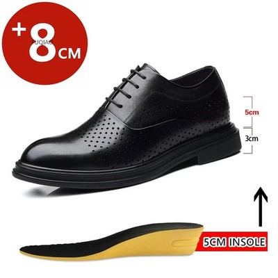 Elevator Shoes Men Dress Shoes 3/6/8cm Formal Flats Business Oxfords Footwear