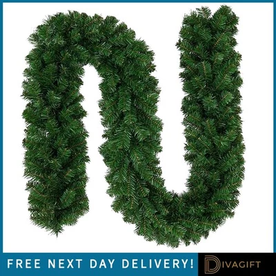 DIVA GIFT 9FT CHRISTMAS GARLAND 220TIPS DECORATIONS FIREPLACE ARTIFICIAL WREATH BUSHY PINE