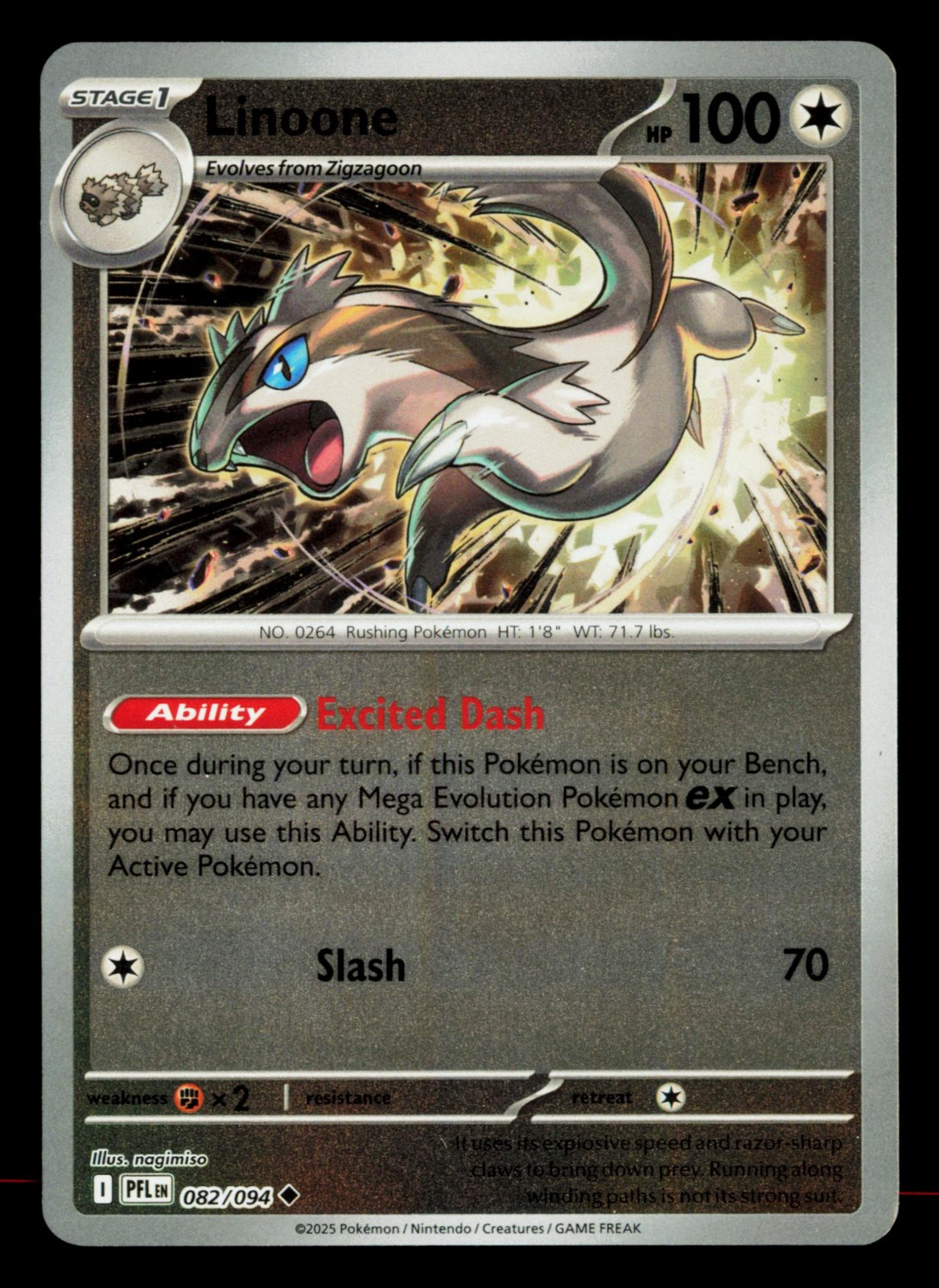 Linoone 082/094 Uncommon Phantasmal Flames Pokemon Reverse Holo LP