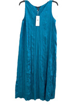Eileen Fisher Crushed Silk V Neck Pleated F/L Dress Slvls Dragonfly 2XS NWT 328