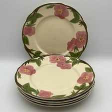 Set of 5 Franciscan Desert Rose Salad Plates 8 Inch Side Plate Scratches