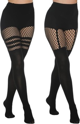 Netzstrumpfhosen Damen Schwarz Blickdichte Overknee Strümpfe Fischnetz