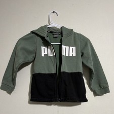PUMA Hooded Colorblock Zip Jacket Green Black 4T Unisex Baby  Toddler