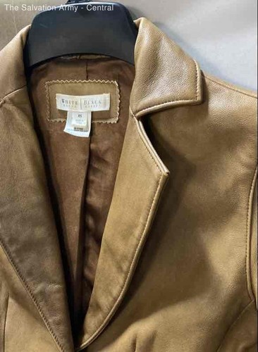 White House Black Market Womens Brown Leather Snap Front Jacket Size X-Small - Picture 4 of 6