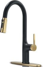 Kitchen Faucets, Black and Gold Kitchen Faucet with Pull down Sprayer, High Arc