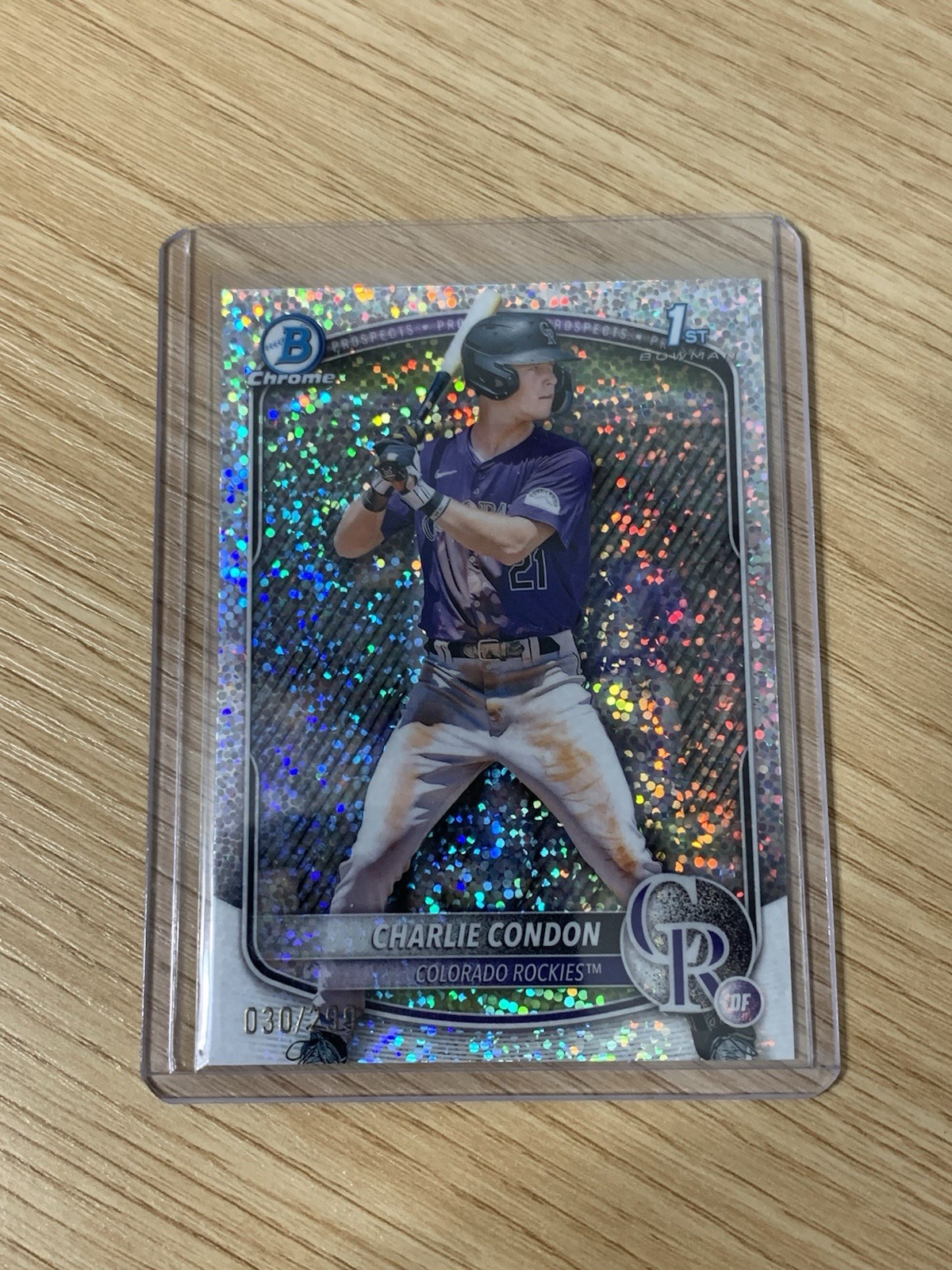 2025 Bowman Charlie Condon Speckle Refractor #/299 Rockies Chrome 1st