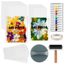 Gel Printing Plate Kit Complete Printmaking Set with 8 x 10, 5 x 7 Gelatin Pl...