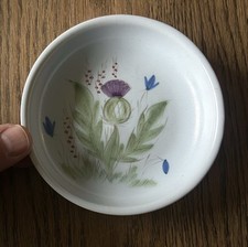 Vintage Buchan Stoneware Scottish Thistle Hand Painted Small Dish, 11.2cms