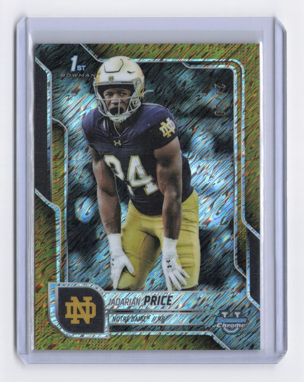 2025 Bowman University Chrome #117 Jadarian Price Gold Shimmer Refractor #/50
