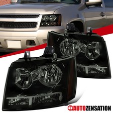 Fit 2007-2014 Chevy Avalanche Tahoe Suburban Black Smoke Headlights Lamps 07-14