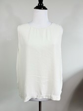 EILEEN FISHER Small Off White Silk Crepe Top Easy Fit Sleeveless