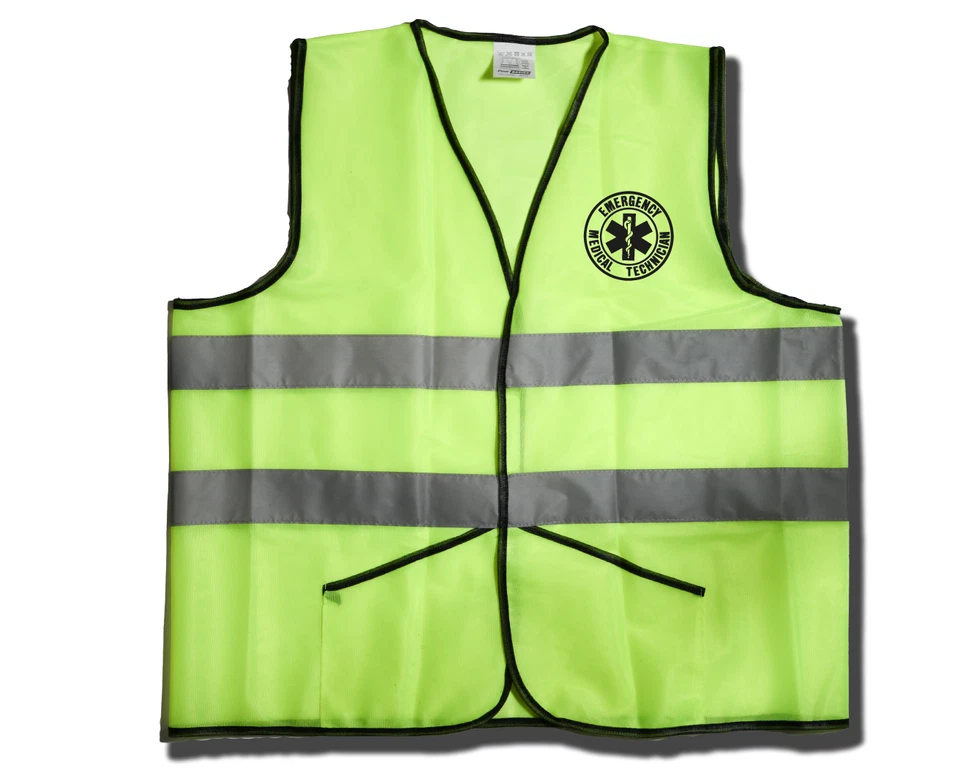 PERSONALIZED EMT Emergency Services Safety Vest Reflective Yellow w/Pockets - Image 3 of 4