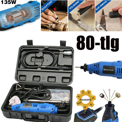 80pc Multifunktionswerkzeug Drehwerkzeug Dremel Schleifgerät 135W 10000-32000RPM