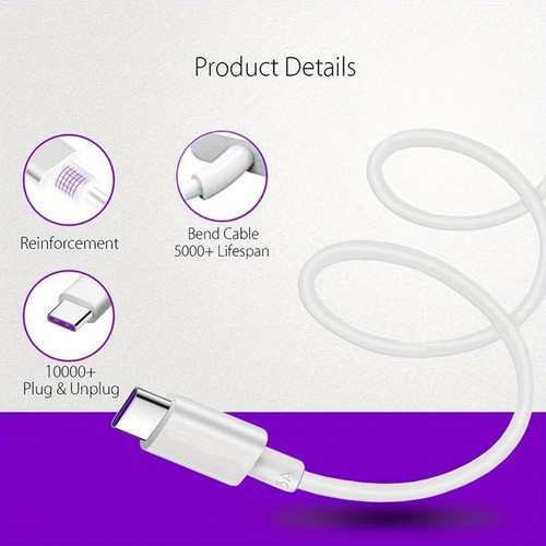 2X CAVO USB C 1M CAVO CAVI DATI CAVO DI RICARICA RAPIDA PER GOOGLE OPPO XIAOMI - Picture 3 of 8