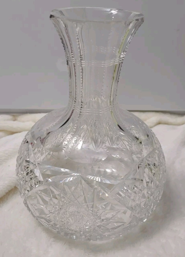 Vintage Brilliant Glass Cut Vase-Small Chip