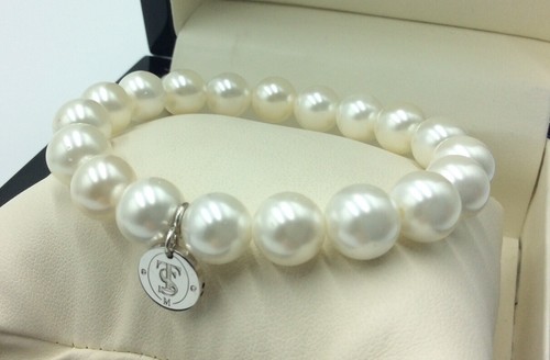 TI SENTO MILANO STERLING SILVER 925 10MM SIMULATED PEARL STRETCH BRACELET