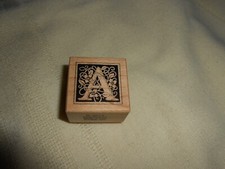 Letter A Fancy Initial Wood Mounted Rubber Stamp by Crafty Productions 1996 rare