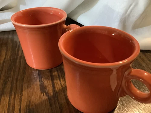 Lot of 2 Fiesta Ware Homer Laughlin Persimmon O Ring Coffee Mug