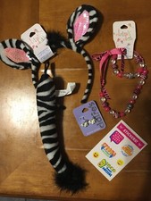 Claire  s Zebra Dress Up Costume Headband Jewelry Justice Stickers Lot Easter