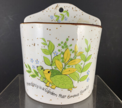 Vintage Lorrie Designs Turtle Garden Friendship Planter Wall Pocket EUC Ceramic 