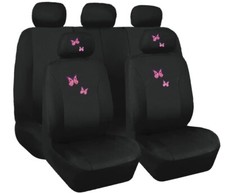 For Kia Cute Pink Butterfly Design Car Seat Covers Universal Set For Women