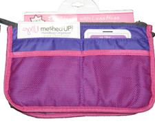 Meshed Up Pink Purple Handbag Purse Organizer Double Zip Lightweight