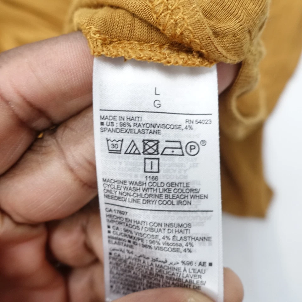 Old Navy Luxe T-Shirt Womens L Mustard Yellow Rayon Stretch Scoop Neck Side Slit - Изображение 4 из 4