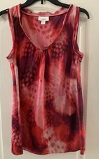 Ann Taylor Loft~ Blouse Sleeveless Tank ~ Red with Pattern~ Size M