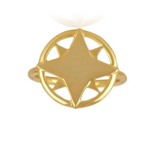 Authentic Compass Gold Plated Ring - Nautical Ring - Compass Open Ring - Women & Men Ring