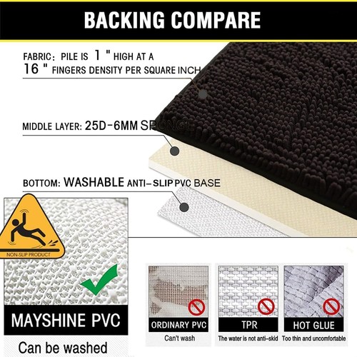 Chenille Bath Rug Set 2-Piece - Absorbent Non-Slip Mats Soft Bathroom Decor - 第 212/239 張圖片