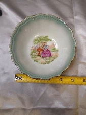 Dinnerware 5" Berry/Dessert Bowl Colonial Couple Dancing Gold Border Japan