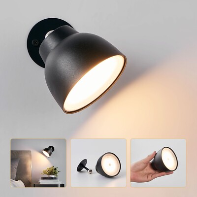 LED Wireless Wandlampe mit Touch Control, batteriebetriebene Wandleuchte, schwarz