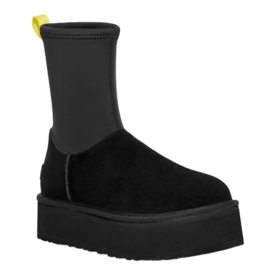 UGG Classic Dipper Suede Black Womens Platform Neoprene Zip Up