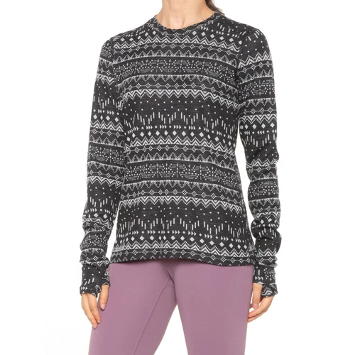 NWT Womens Terramar Black Woolskins Merino Wool Base Layer Shirt Large