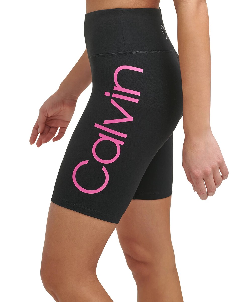 Calvin Klein Performance Women's Logo High Waist Bike Shorts Black Size XS