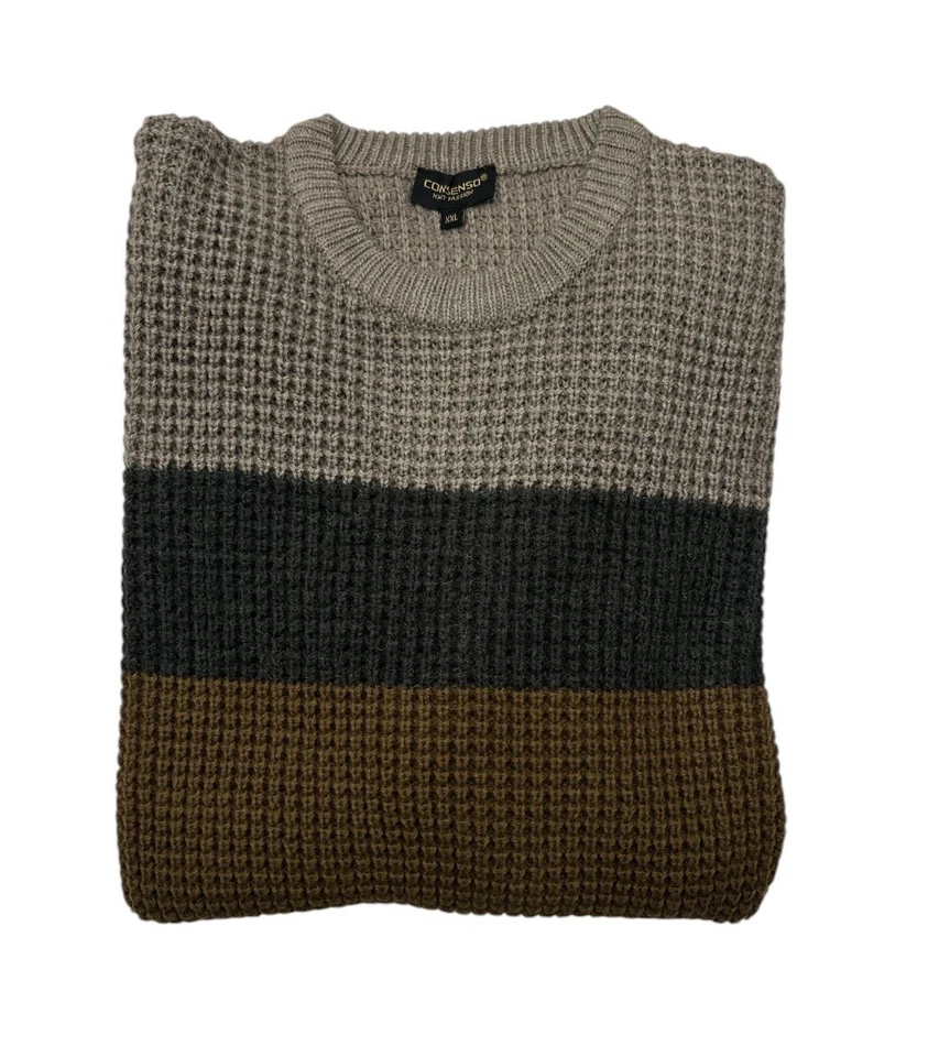 Maglione Uomo CONSENSO Misto Lana Girogola Pesante Fantasia PULLOVER INVERNALE - Immagine 3 di 4